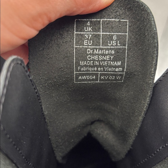 Dr. Martens Chesney Black Leather Flare Heeled Lace Up Boots - 6 - Picture 9 of 13